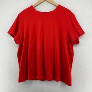 EILEEN FISHER Top 3X Organic Cotton Interlock Jersey Crewneck Short Sleeve Red